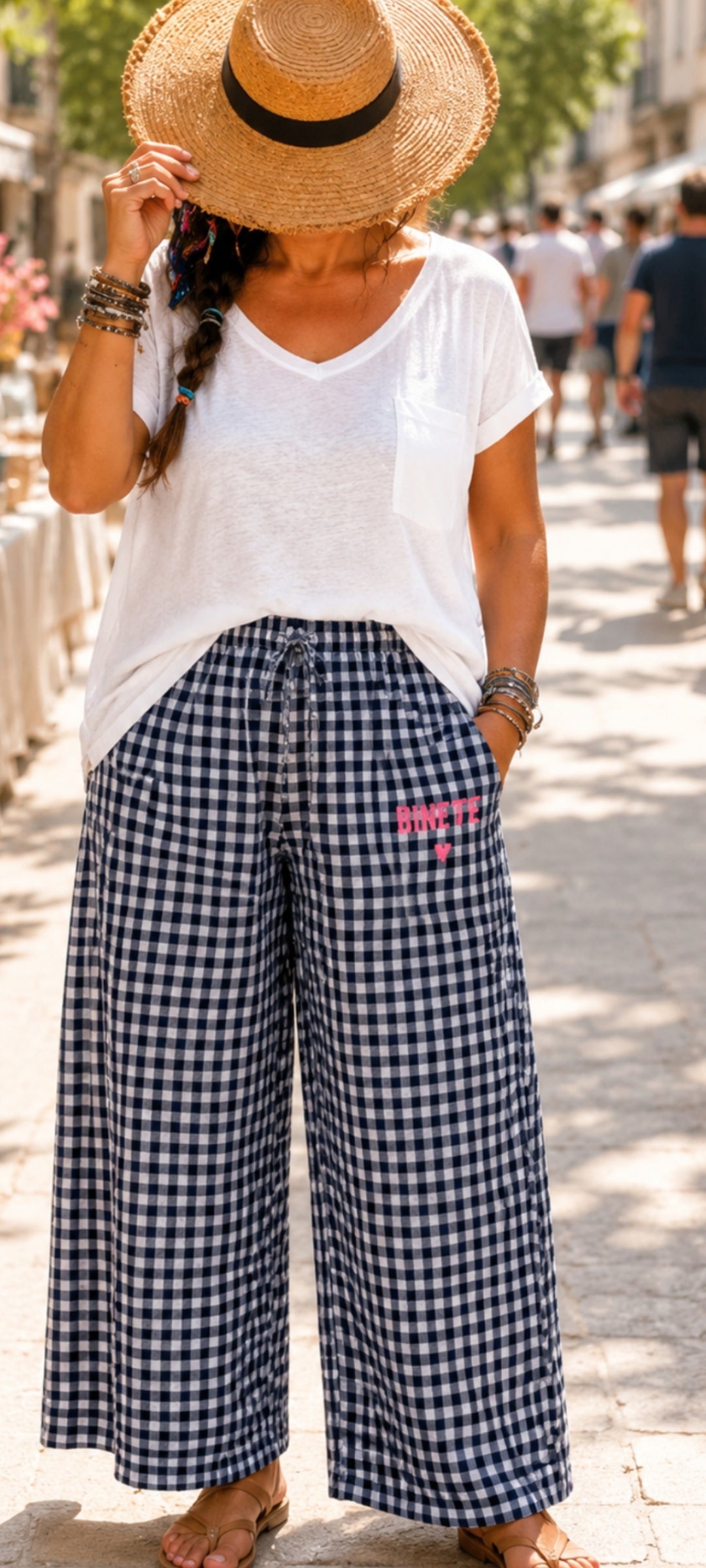 💙 Pantalon Large Gingham BINETTE