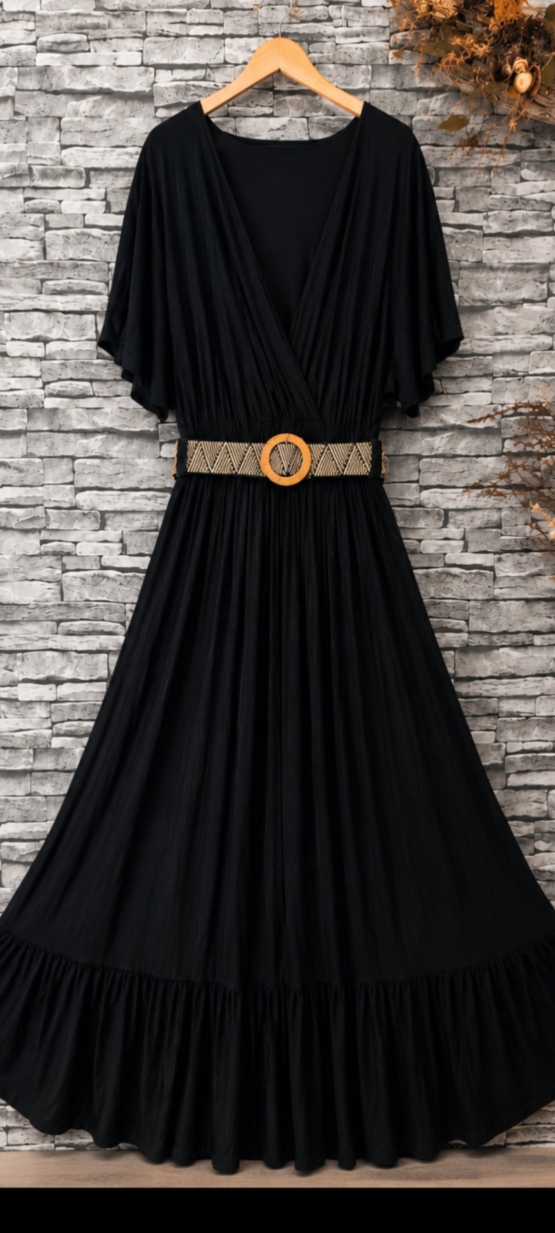 💋 Robe Longue Bohème Chic Grande Taille – Noir