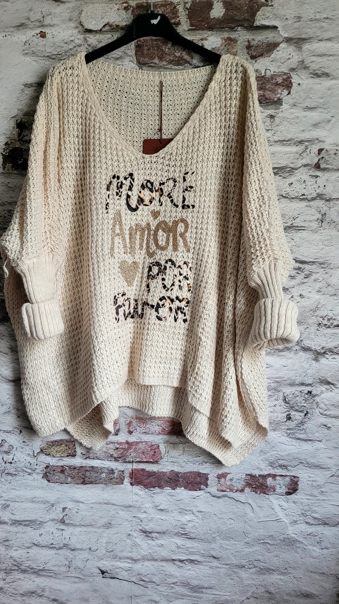 Pull Oversize Écru « More Amor