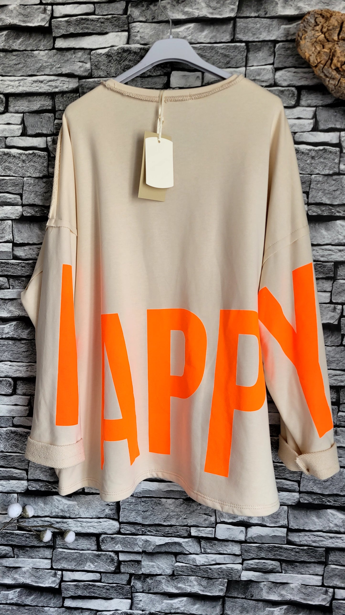 💙 Sweat Oversize "HAPPY" – Beige