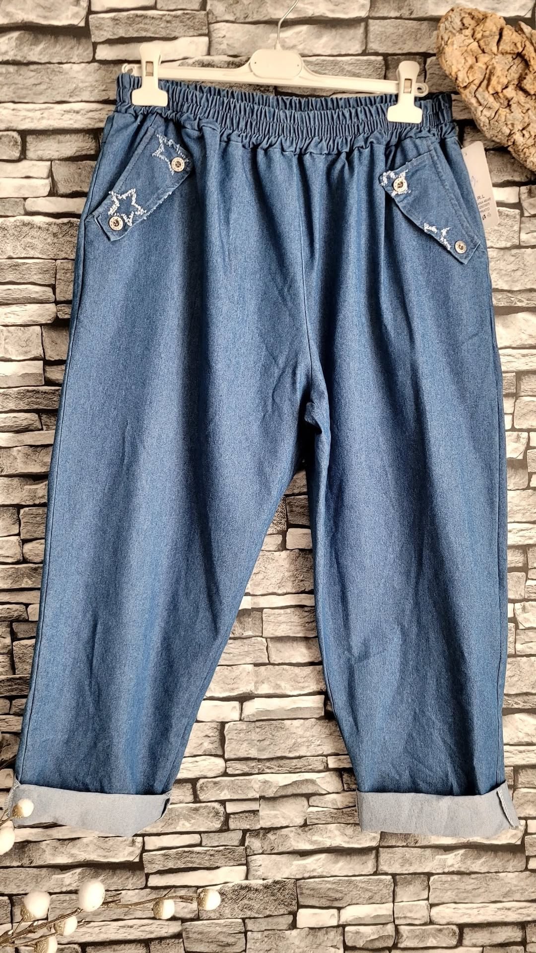 🌺 Pantalon Denim "Étoiles" – Style & Confort