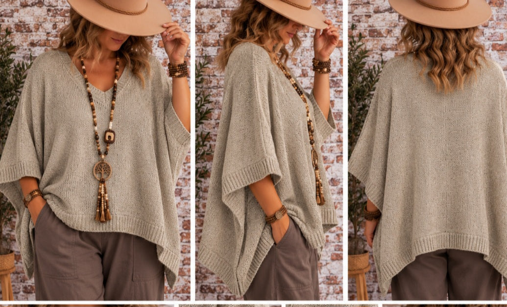 Magnifique pull poncho en maille douce