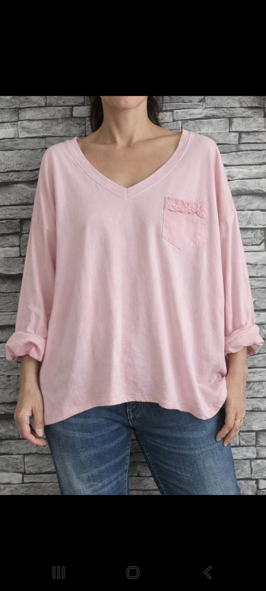 Tunique oversize rose poudré