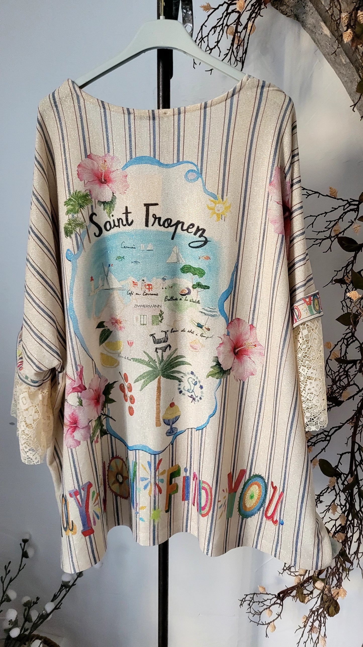🍀 Tunique "Hawaïan Dream" – Imprimé Palmier & Hibiscus