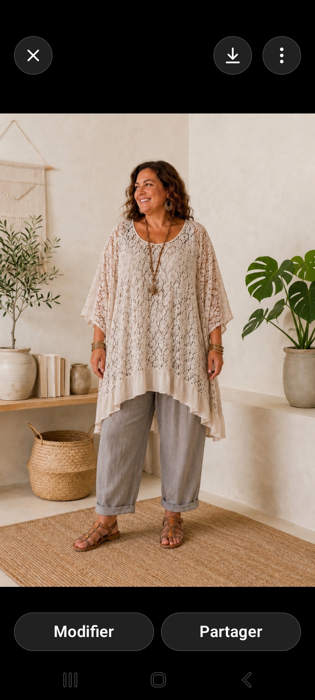 🌸 Tunique Dentelle Bohème – Écru