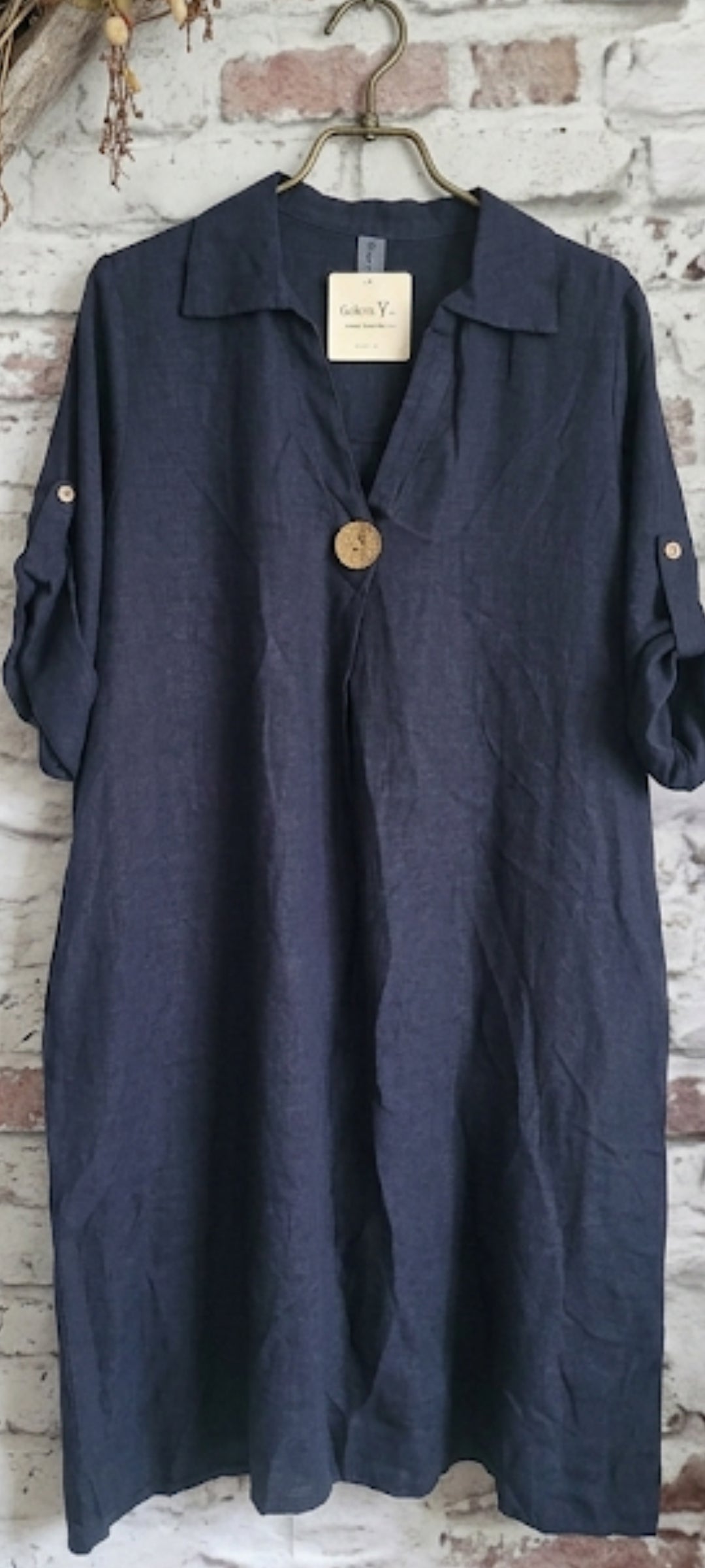 💋 La Robe Tunique en Lin   Bleu Marine Profond