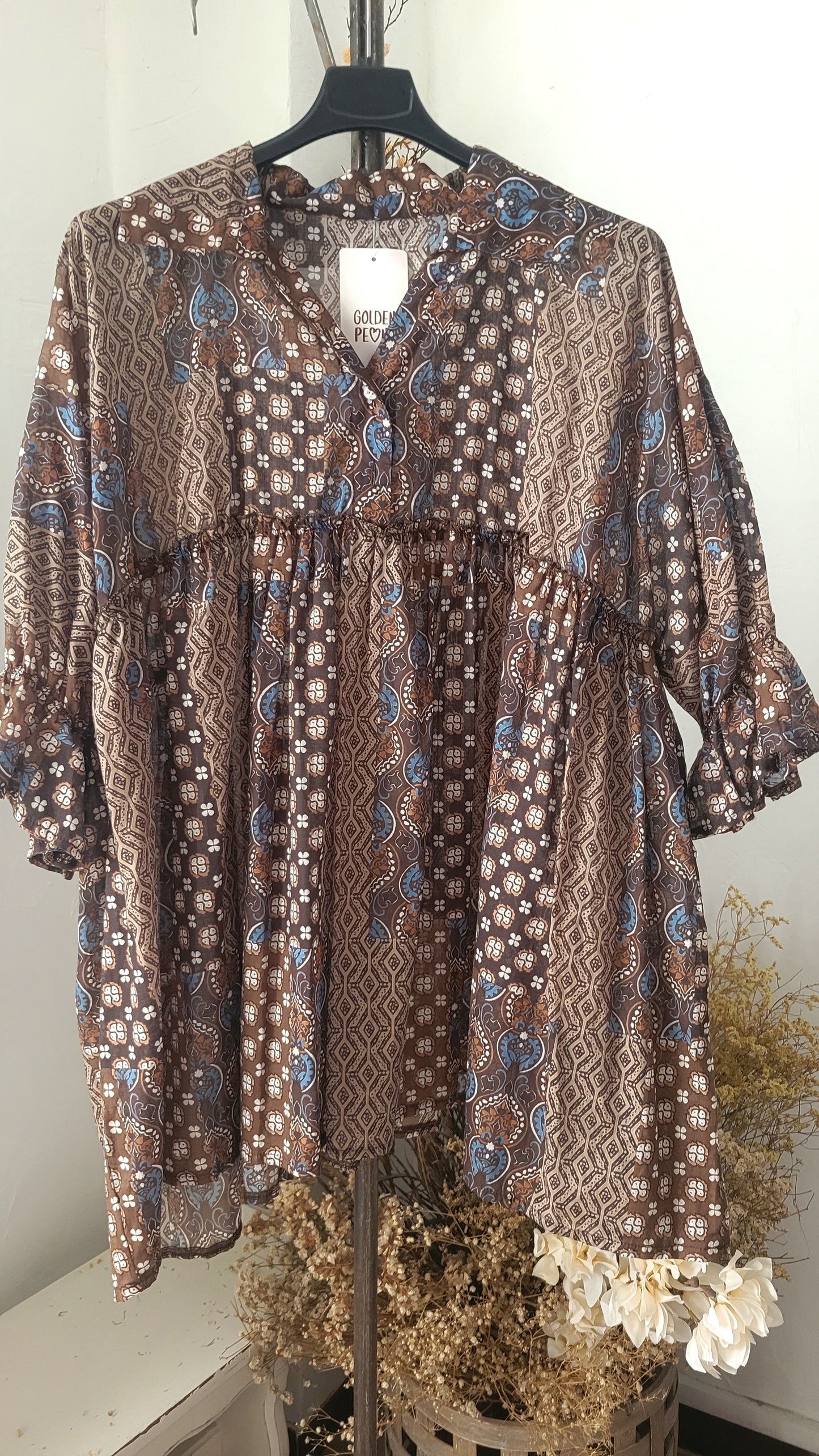 🌴 Blouse fluide à imprimé bohème