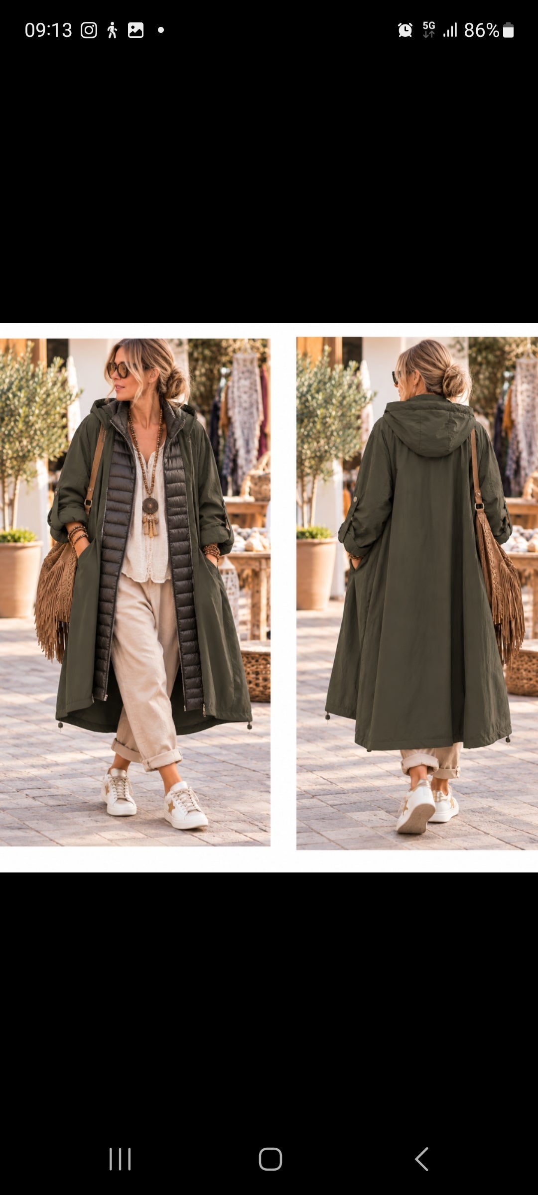 Manteau long kaki – Esprit bohème chic