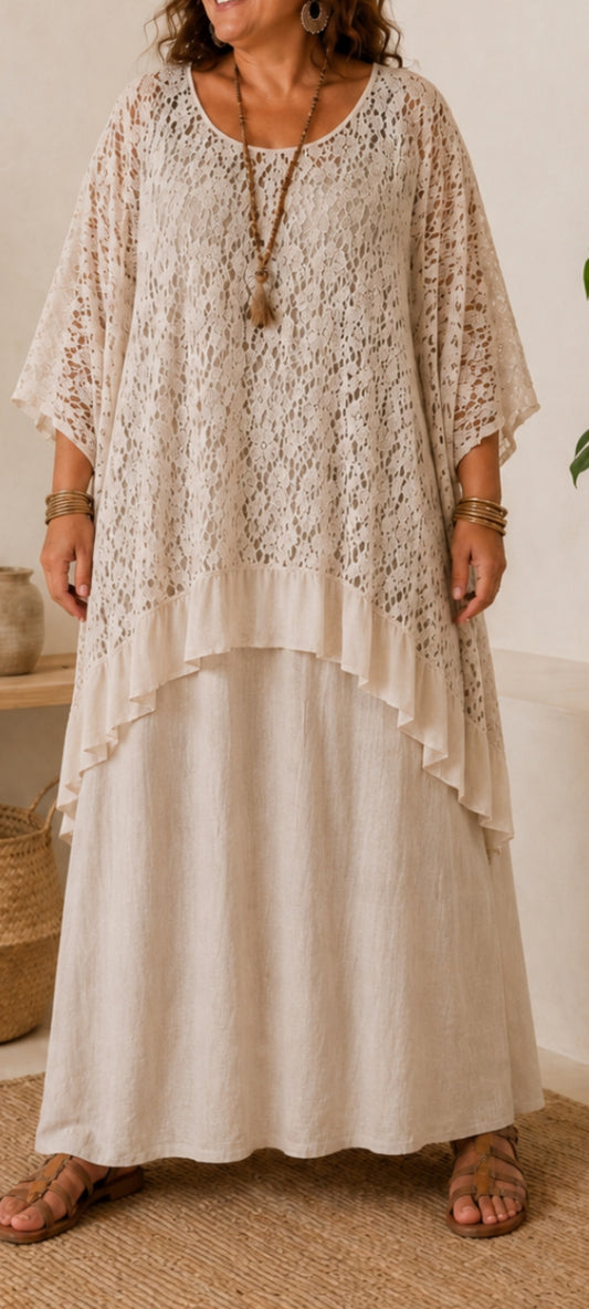 🌸 Tunique Dentelle Bohème – Écru