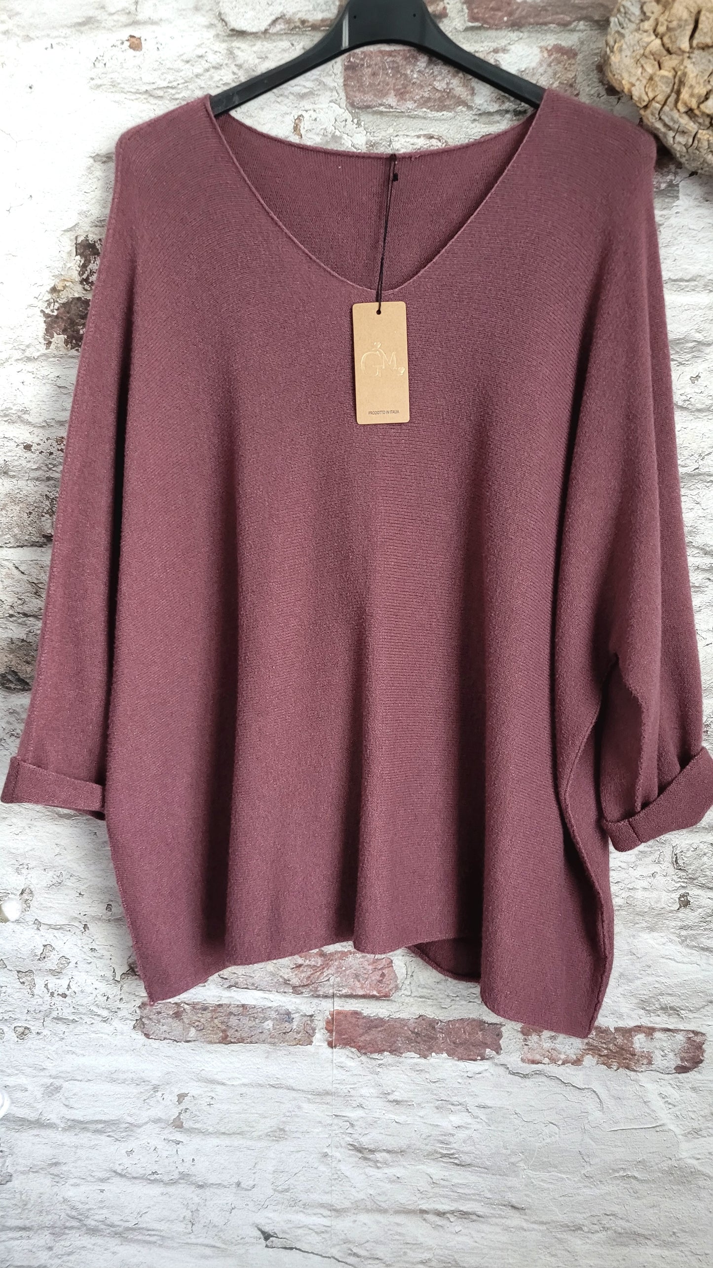 🍒 Pull oversize vieux rose