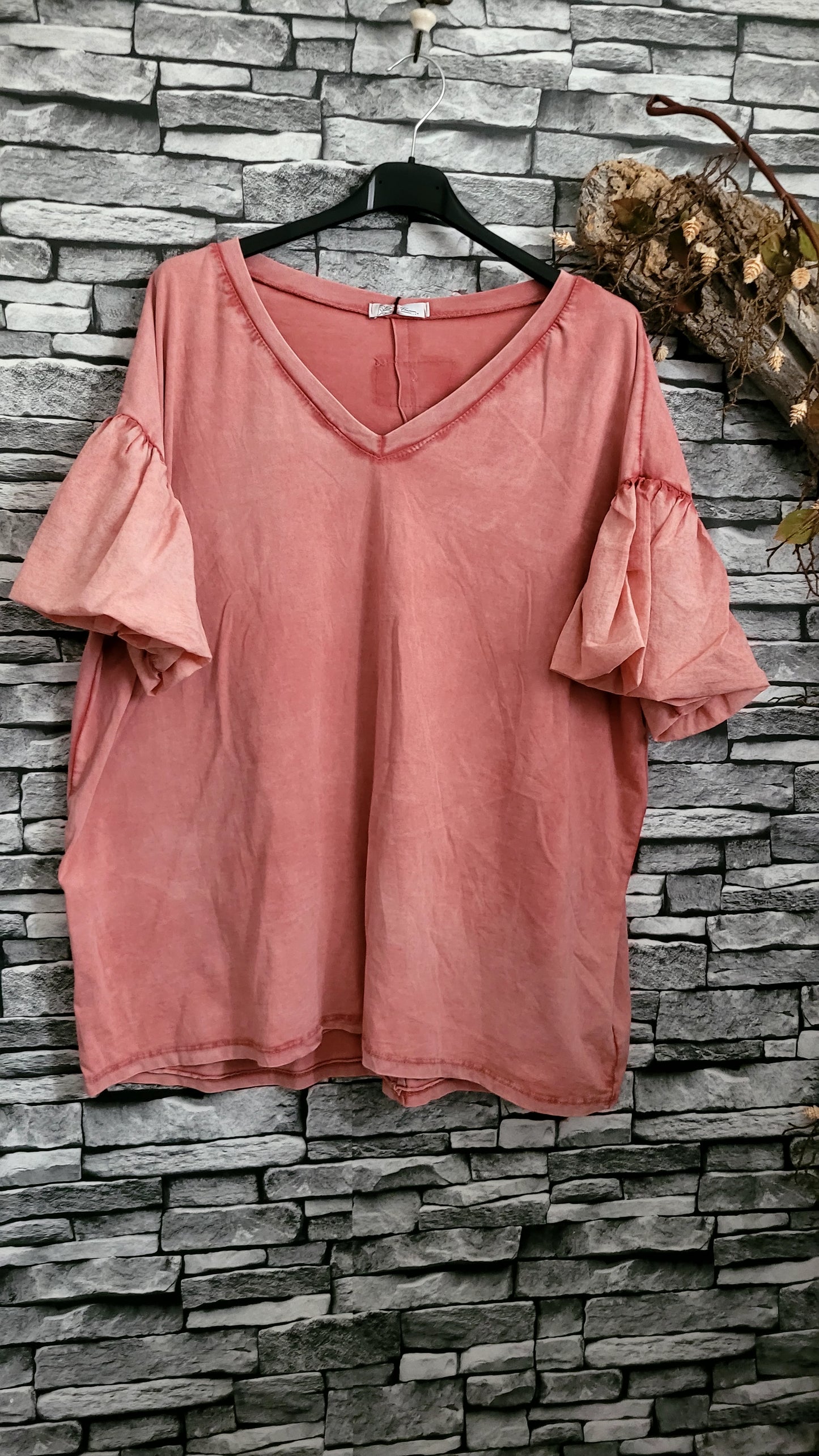 🎀Tee-shirt Rose en Coton délavé – Coupe Ample