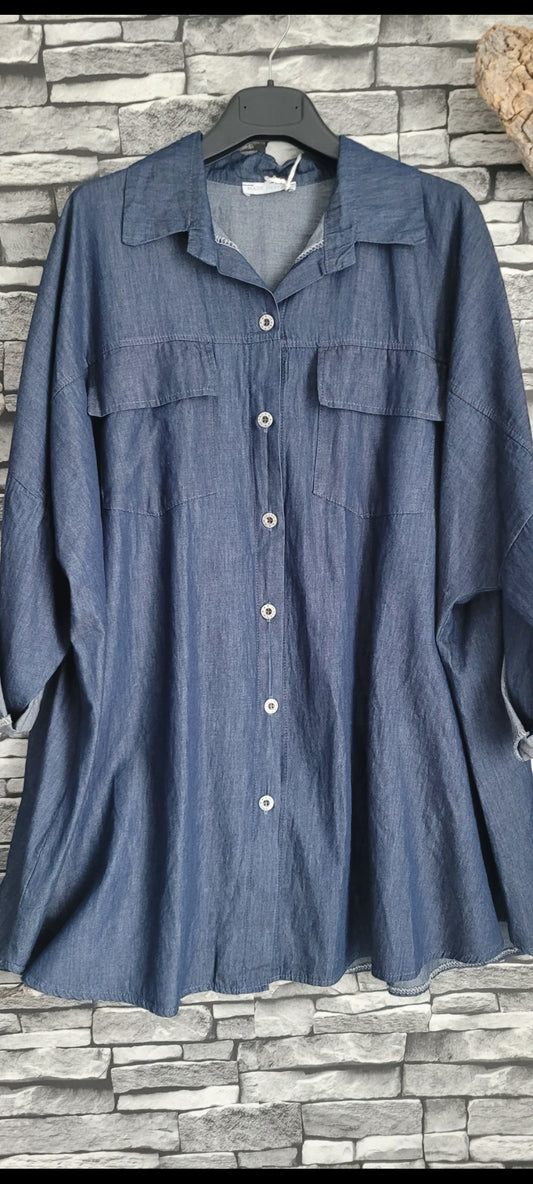 💗 Tunique Chemise en Denim Fluide – Coupe Oversize