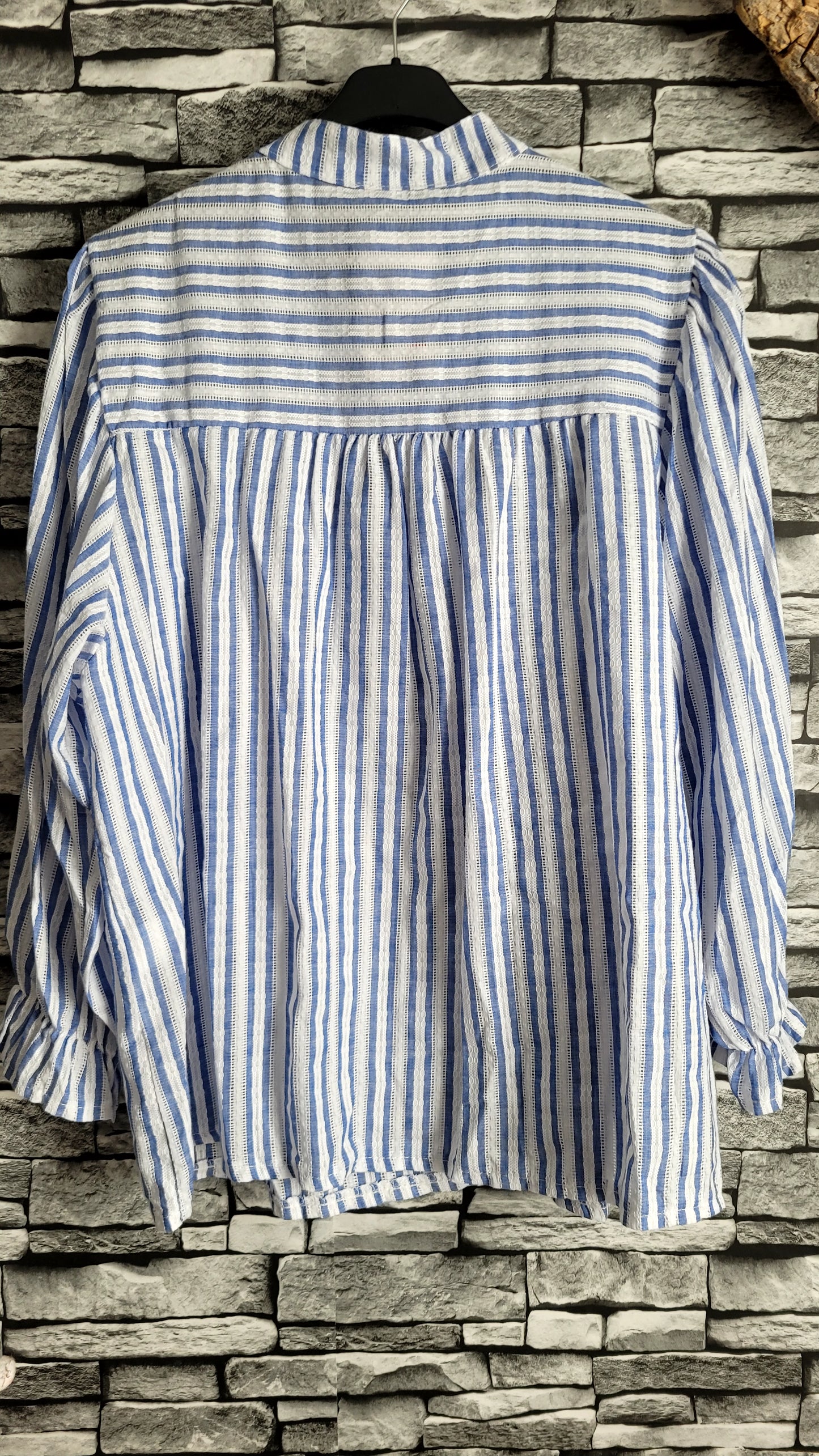 💗 Blouse Fluide à Rayures Azur – Style Bohème Chic