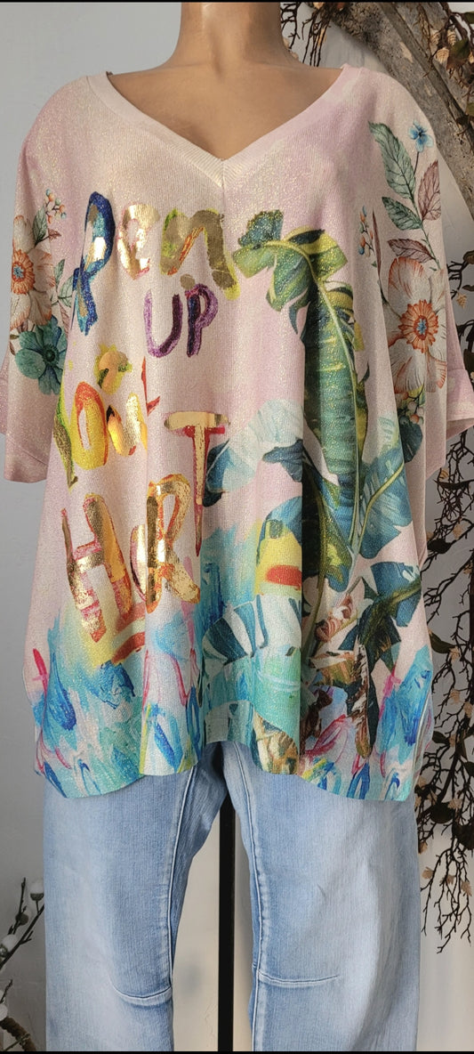 🍀 Tunique Maille Irisée Tropical & Boho-Chic