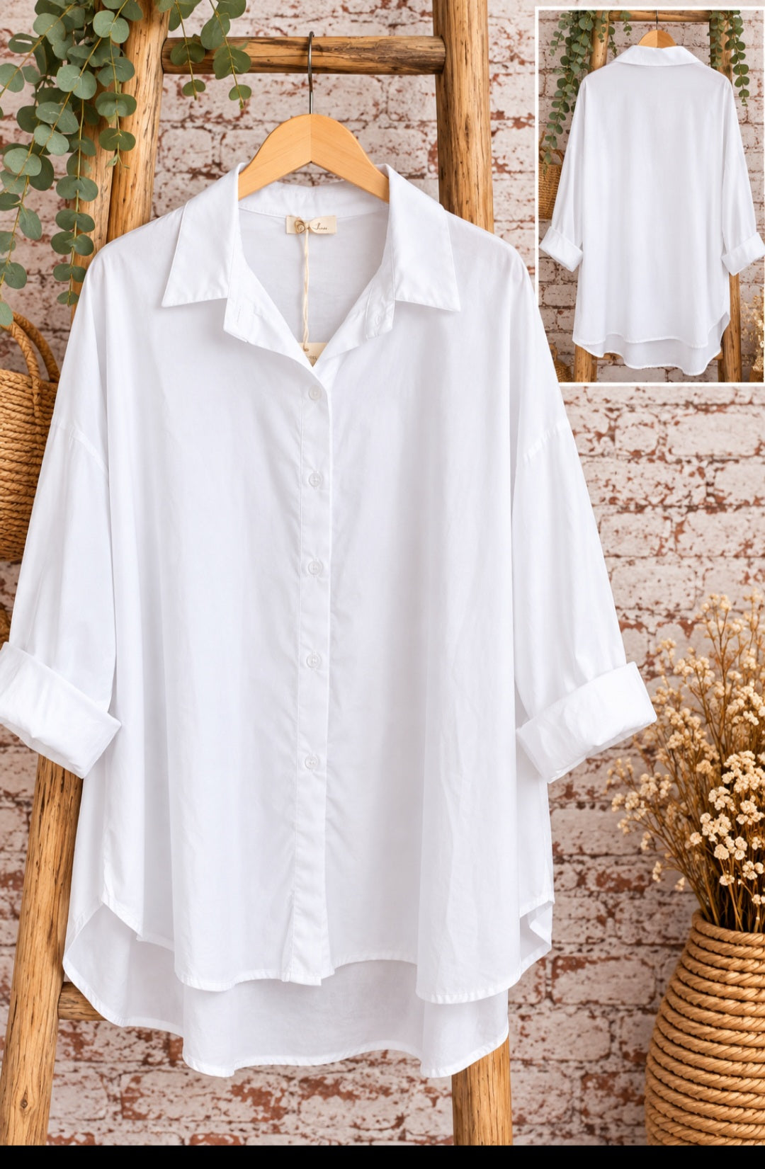 🥀Chemise blanche oversize – Bohème chic