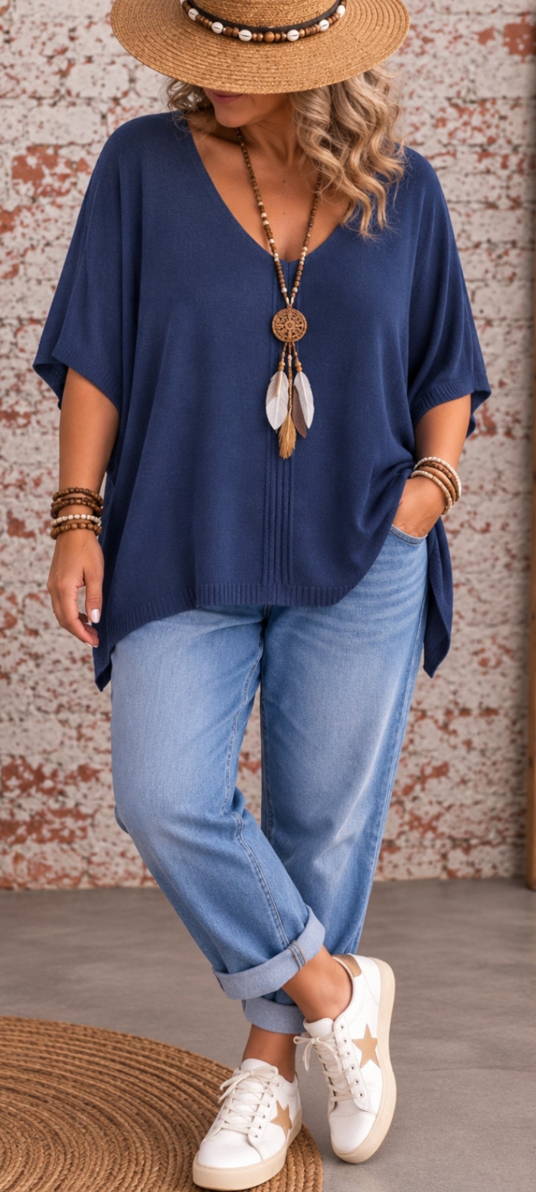 Pull poncho bohème – 20 €