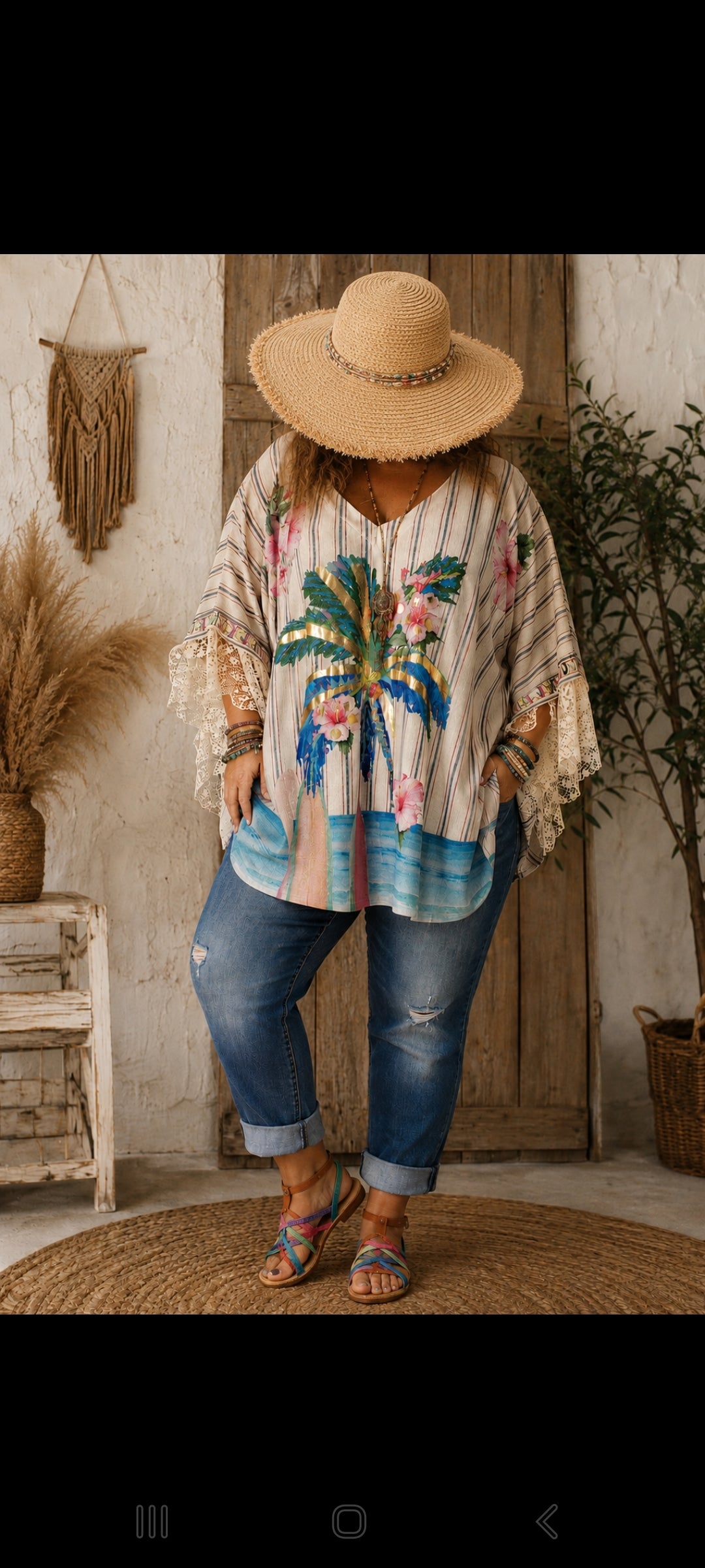🍀 Tunique "Hawaïan Dream" – Imprimé Palmier & Hibiscus