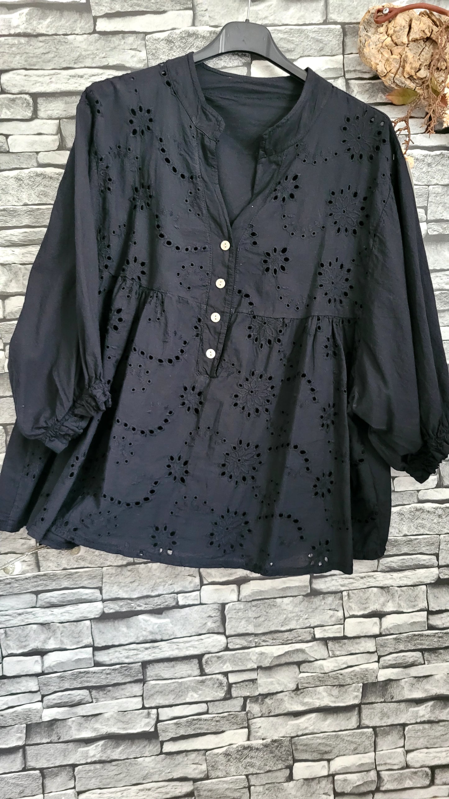 🎀Blouse Bohème en Broderie Anglaise noir
