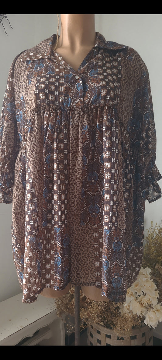 🌴 Blouse fluide à imprimé bohème