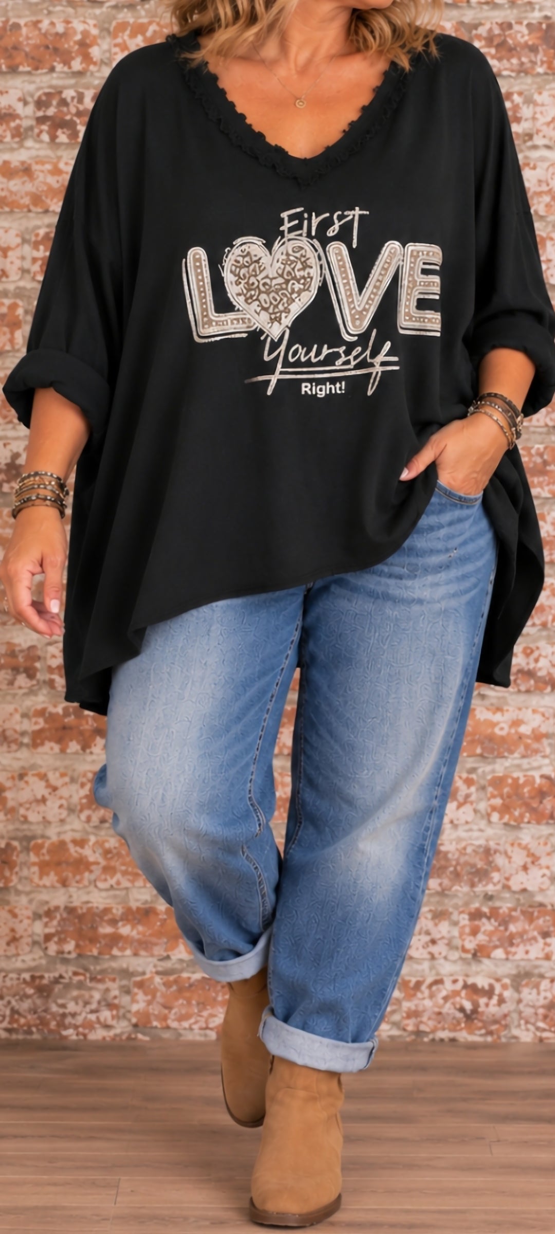 T-shirt long oversize LOVE – Style décontracté