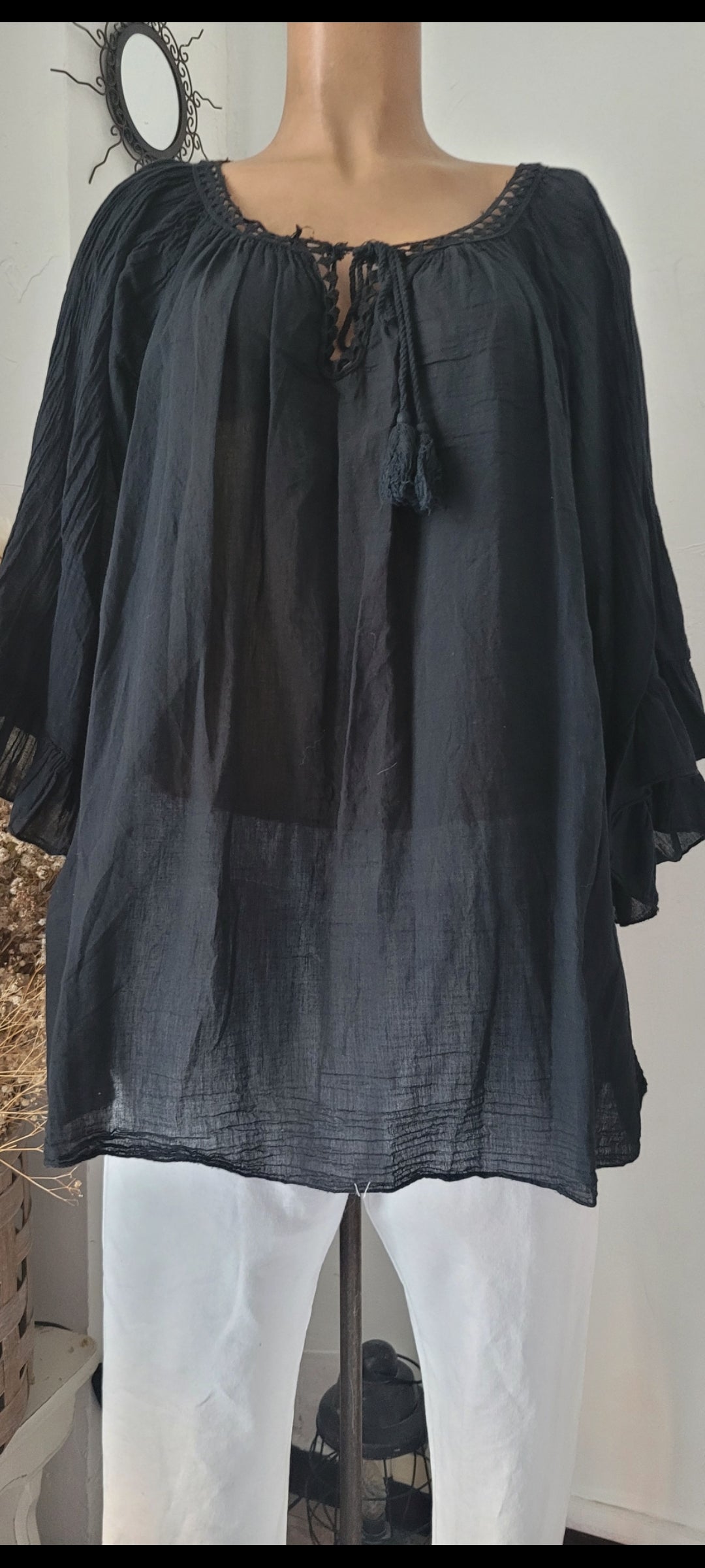 🎀Tunique Bohème Azur – Coupe Évasée