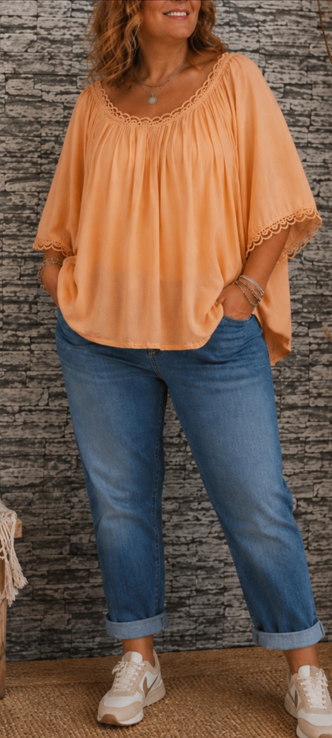 🌸 Blouse bohème saumons
