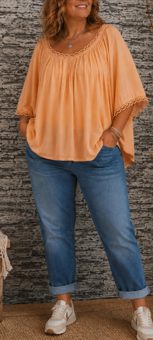 🌸 Blouse bohème saumons