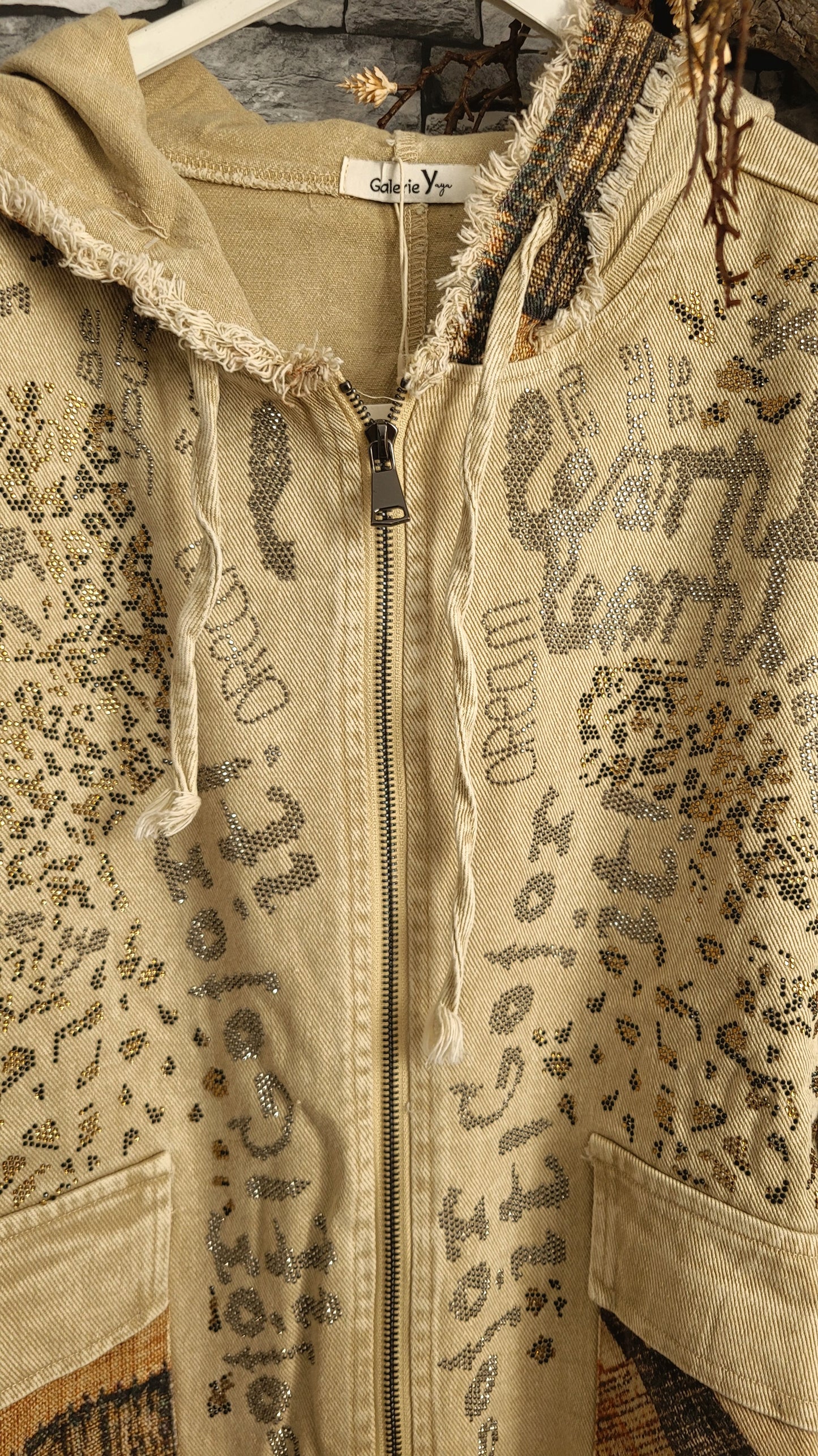 🎀 Veste oversize en toile de coton à capuche – Style bohème