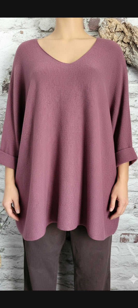 🍒 Pull oversize vieux rose