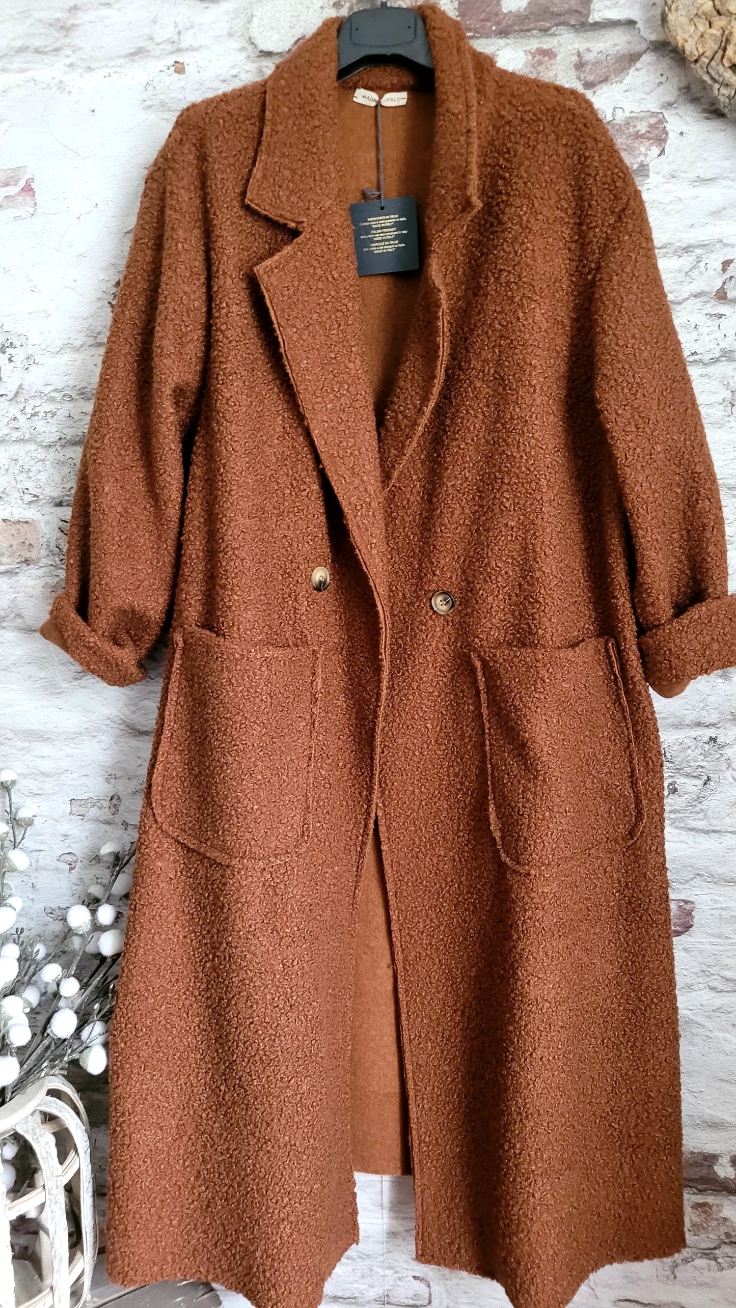 🌼 Manteau Long Texturé Laine Bouclée