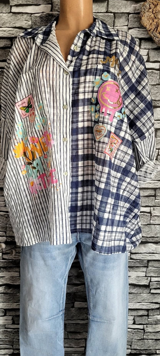 🌺 Chemise Oversize "Arty" - Mix de Motifs