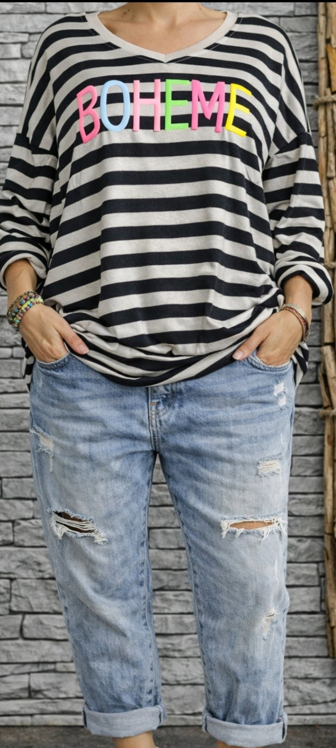 🍒Sweat Oversize Rayé "BOHEME"