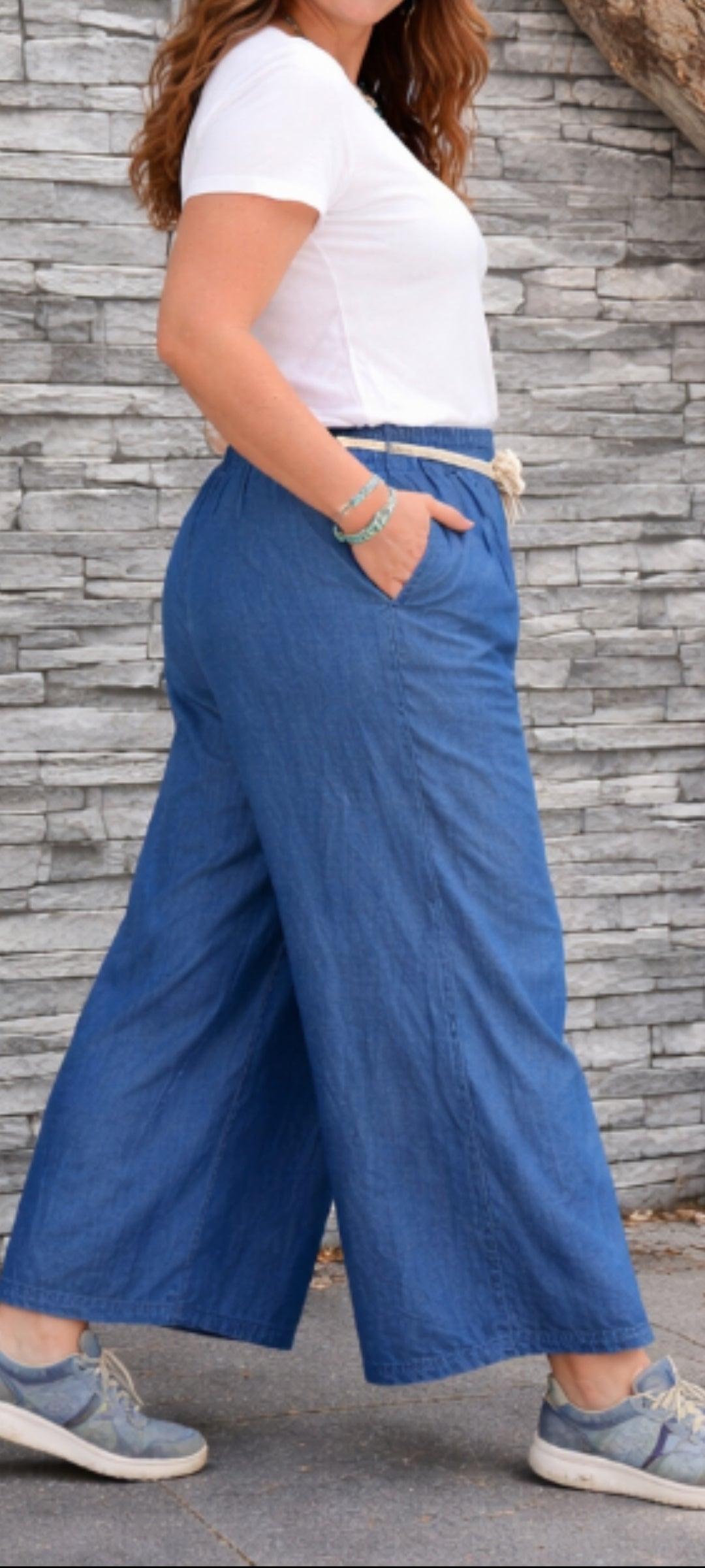 💋Pantalon Palazzo Effet Denim – Fluidité & Style Bohème