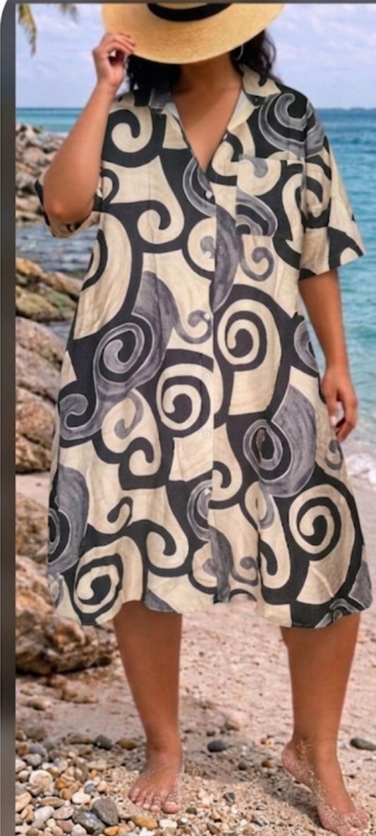 💋 Tunique de plage imprimé bohème oversize