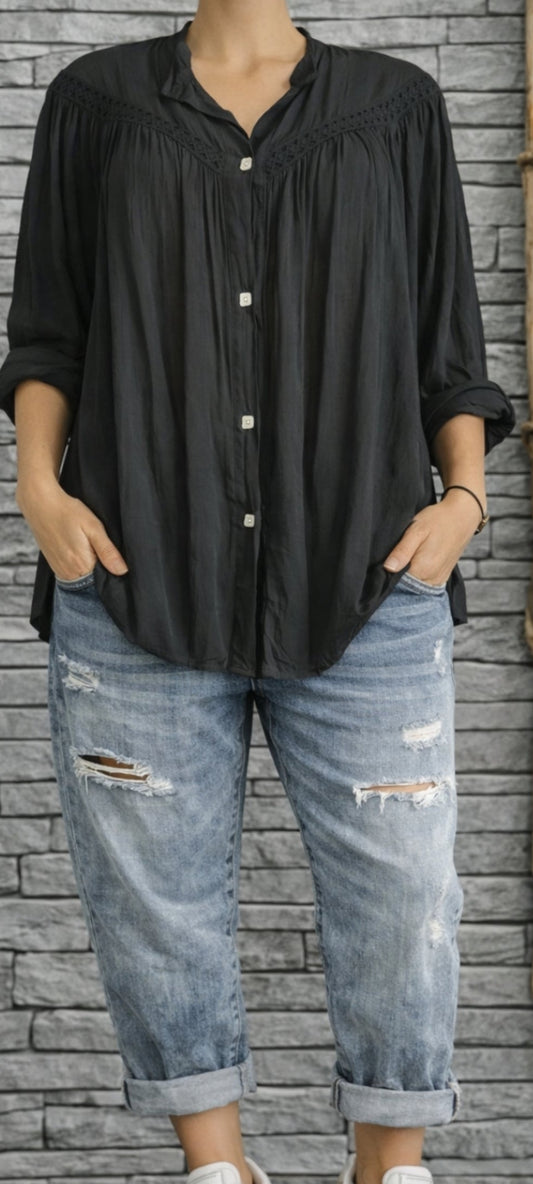 🌸Tunique Bohème "Céleste" – Noir