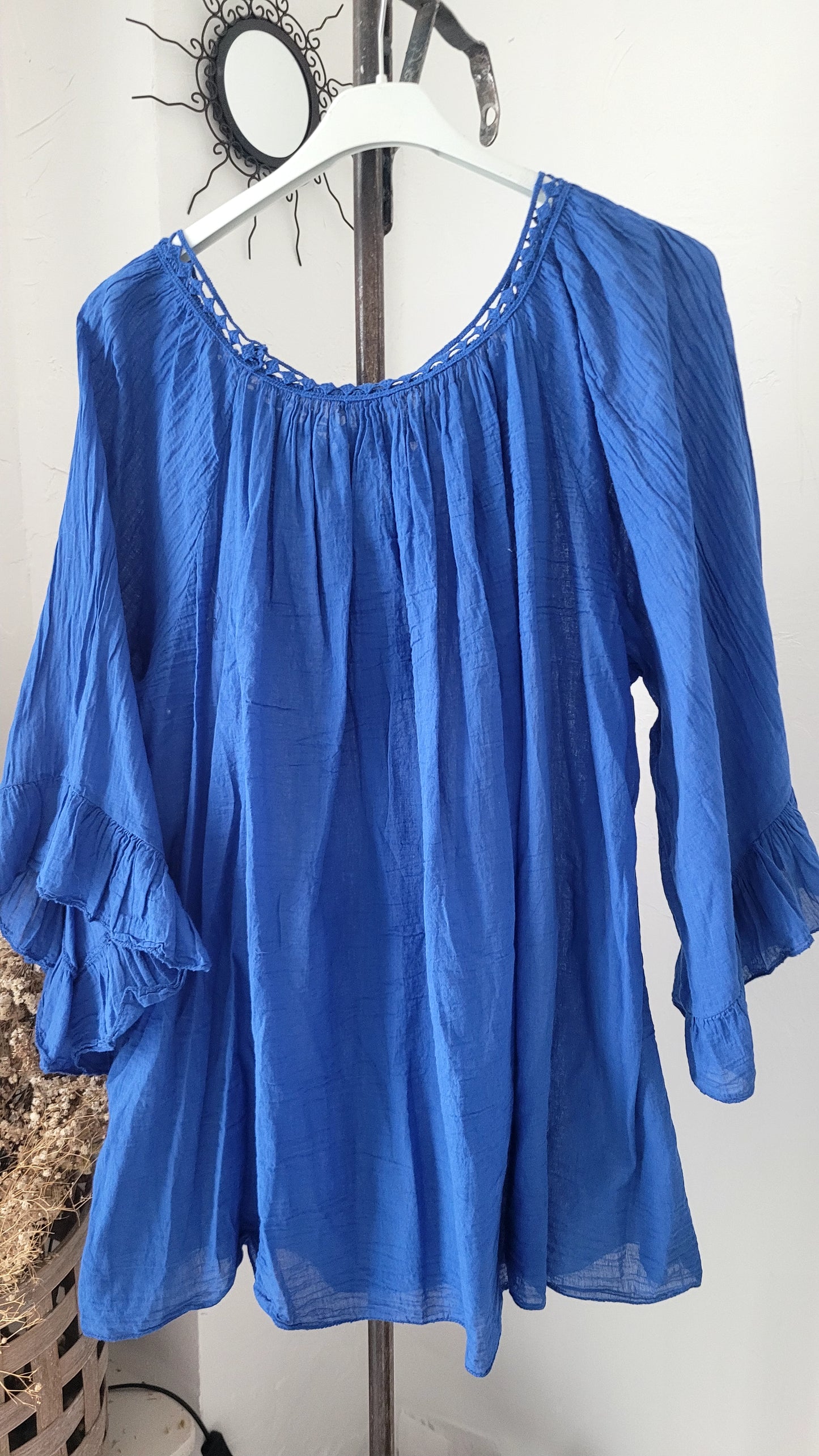 🎀Tunique Bohème Azur – Coupe Évasée