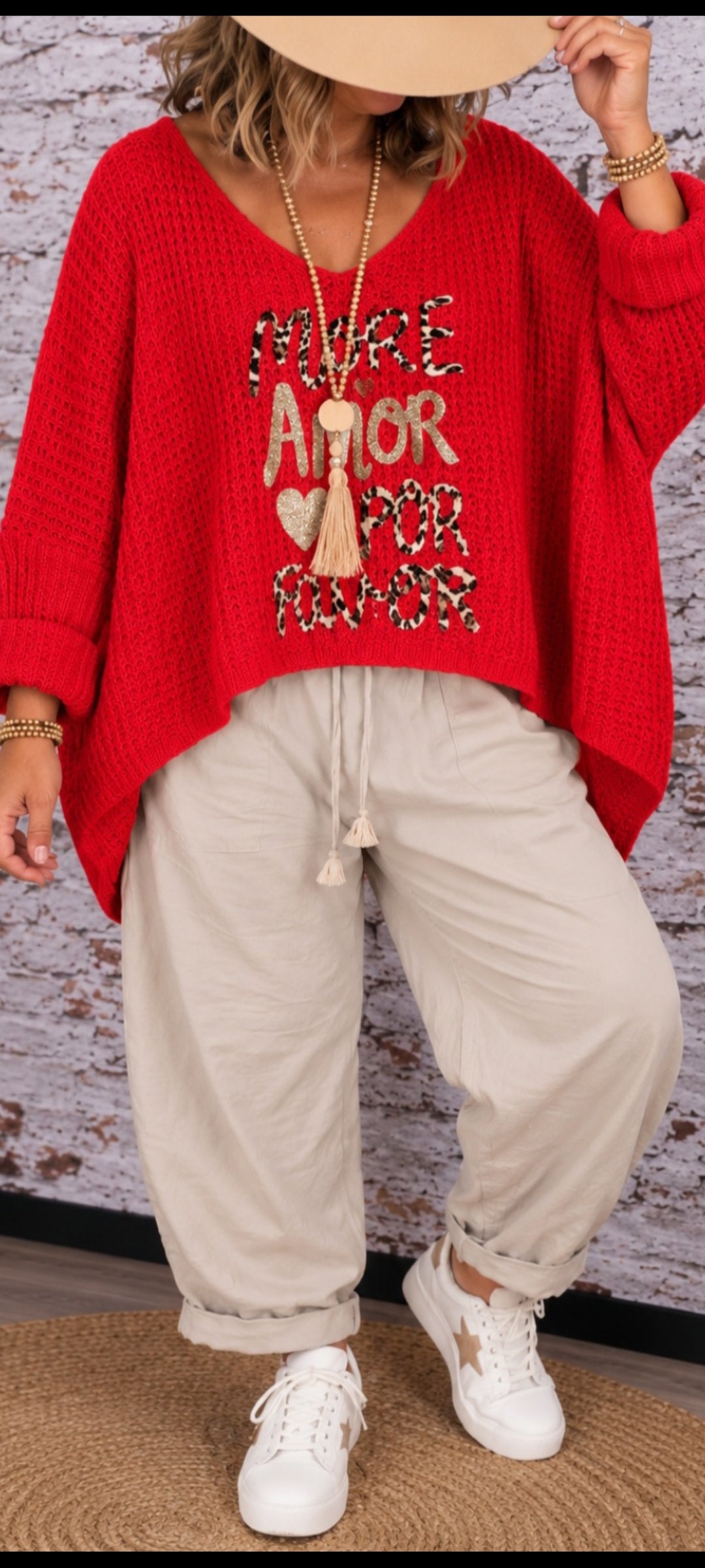 Pull Oversize rouge « More Amor
