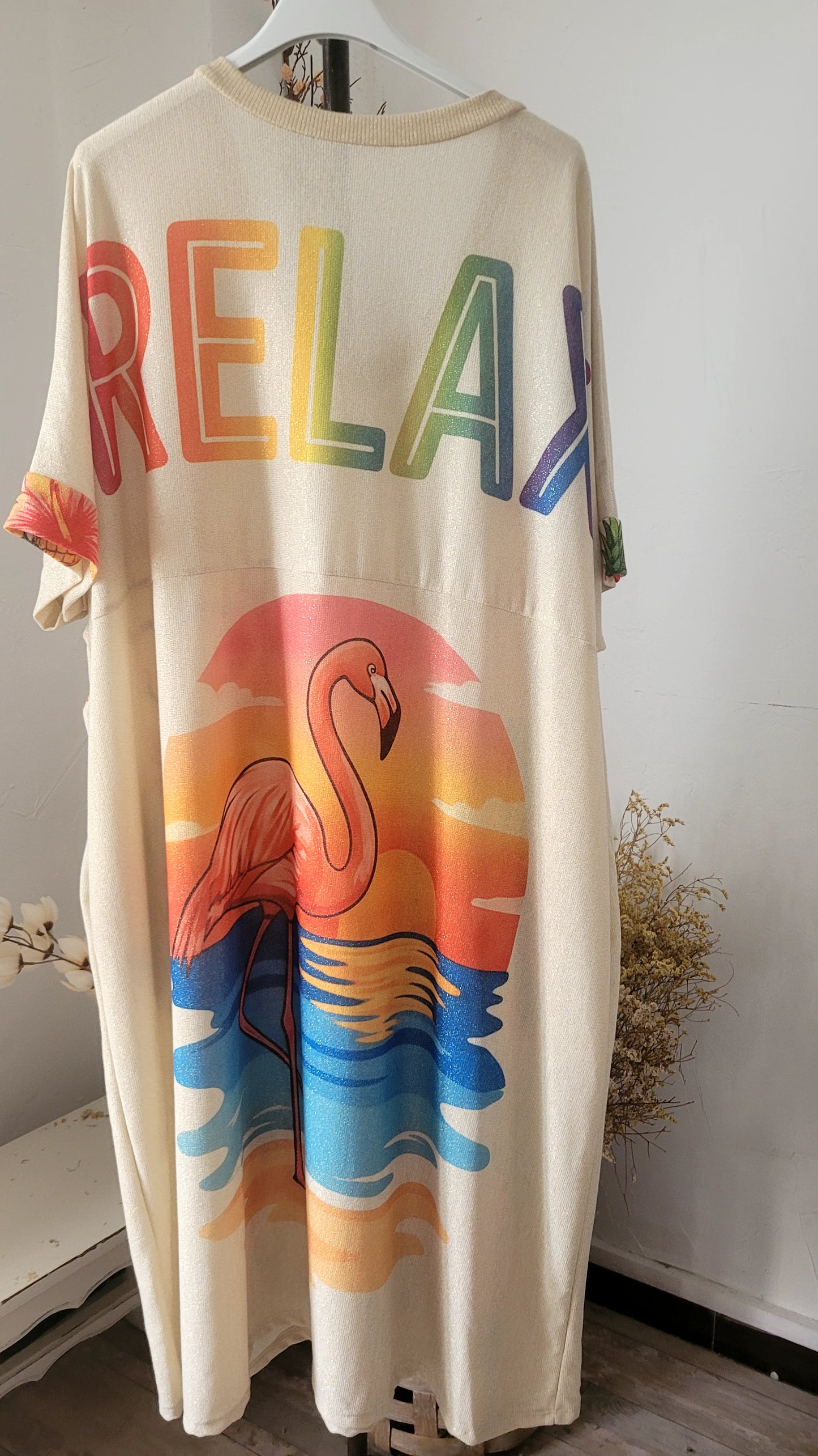 🍀 Robe Longue Lurex "Flamant Relax"
