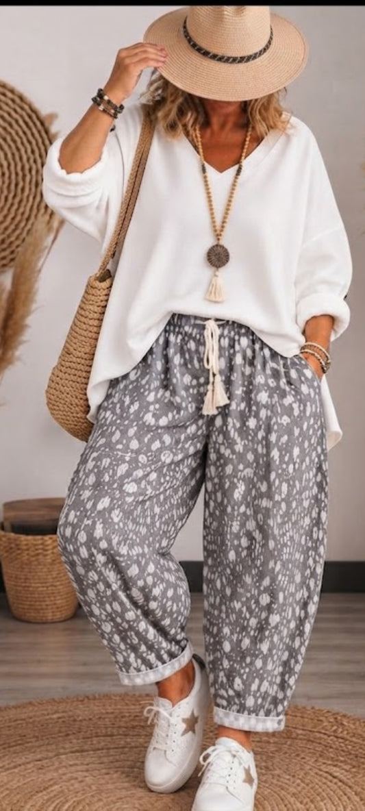 Pantalon Bohème Ample Imprimé