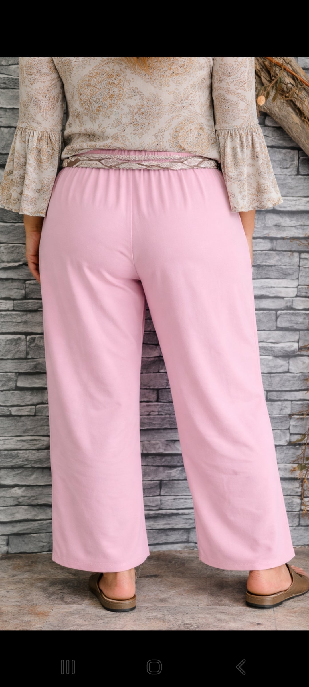 🌸 Pantalon fluide bohème – Rose poudré