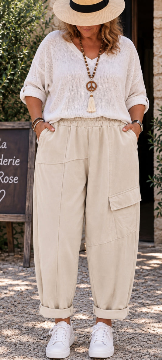 Pantalon Jogging Couleur Crème