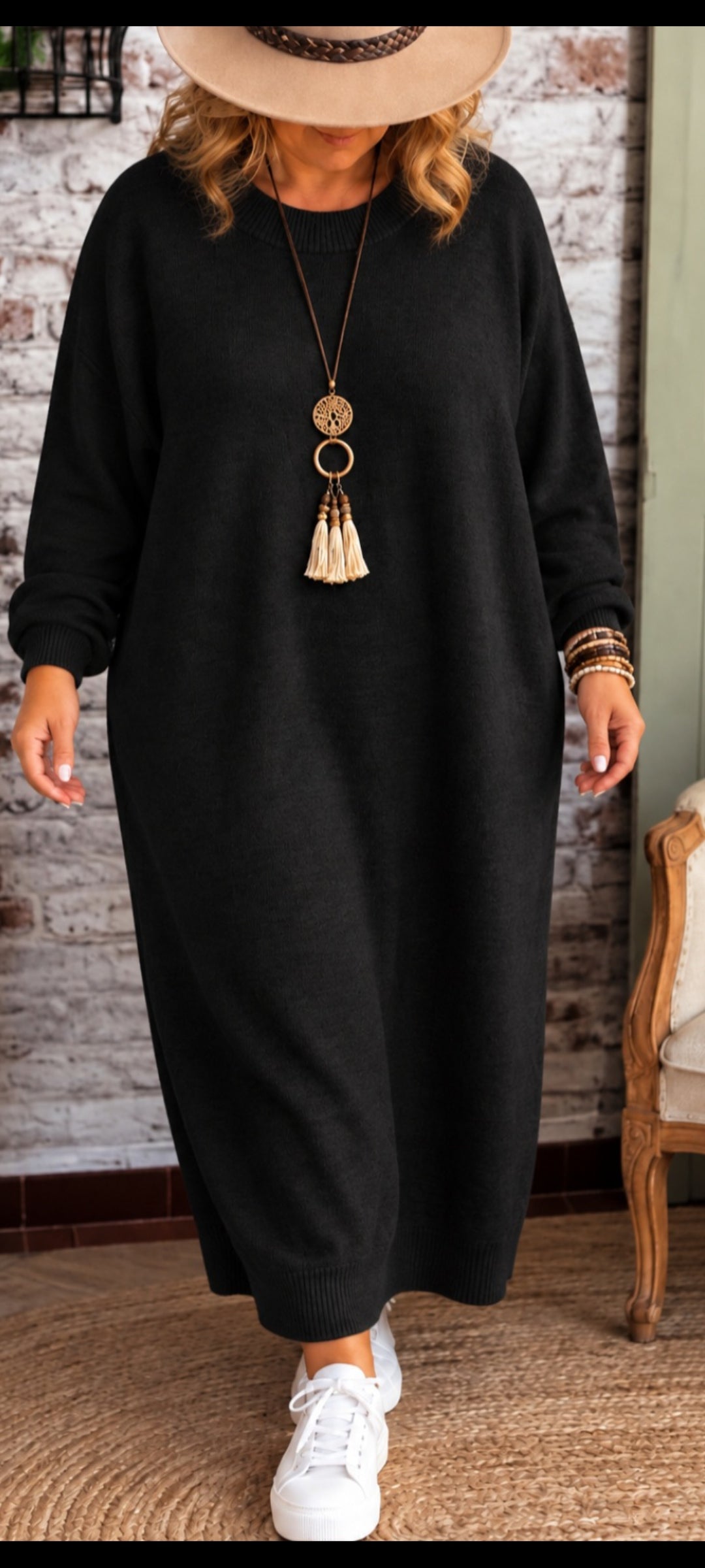 Robe longue bohème chic – noir