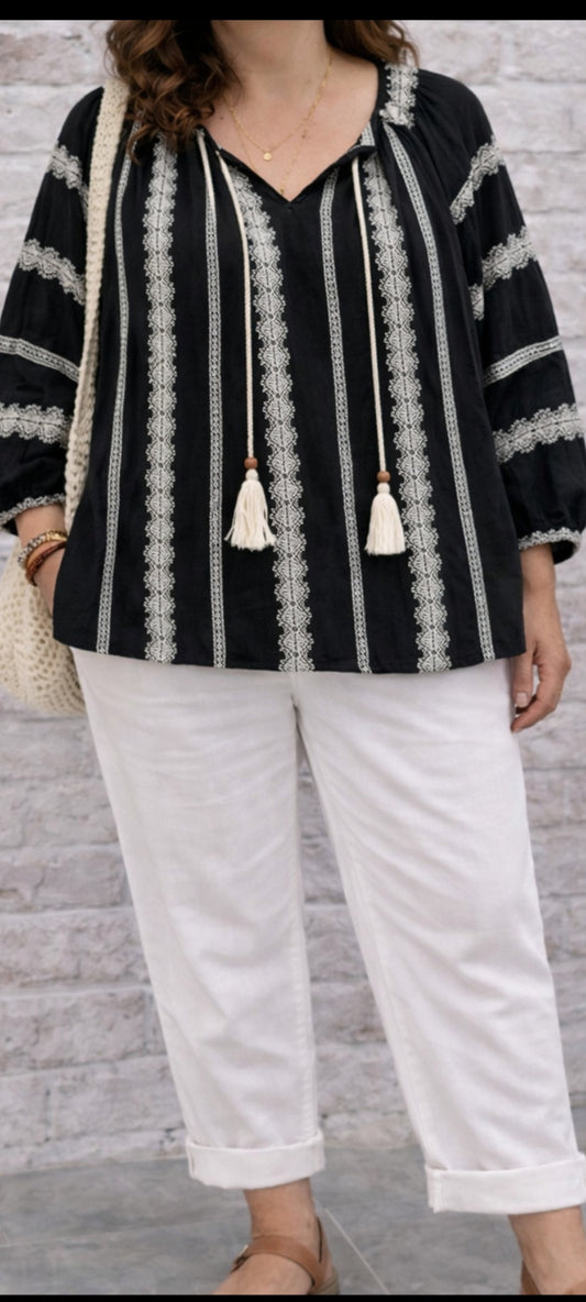 🎀Tunique bohème brodée – Confort & style naturel