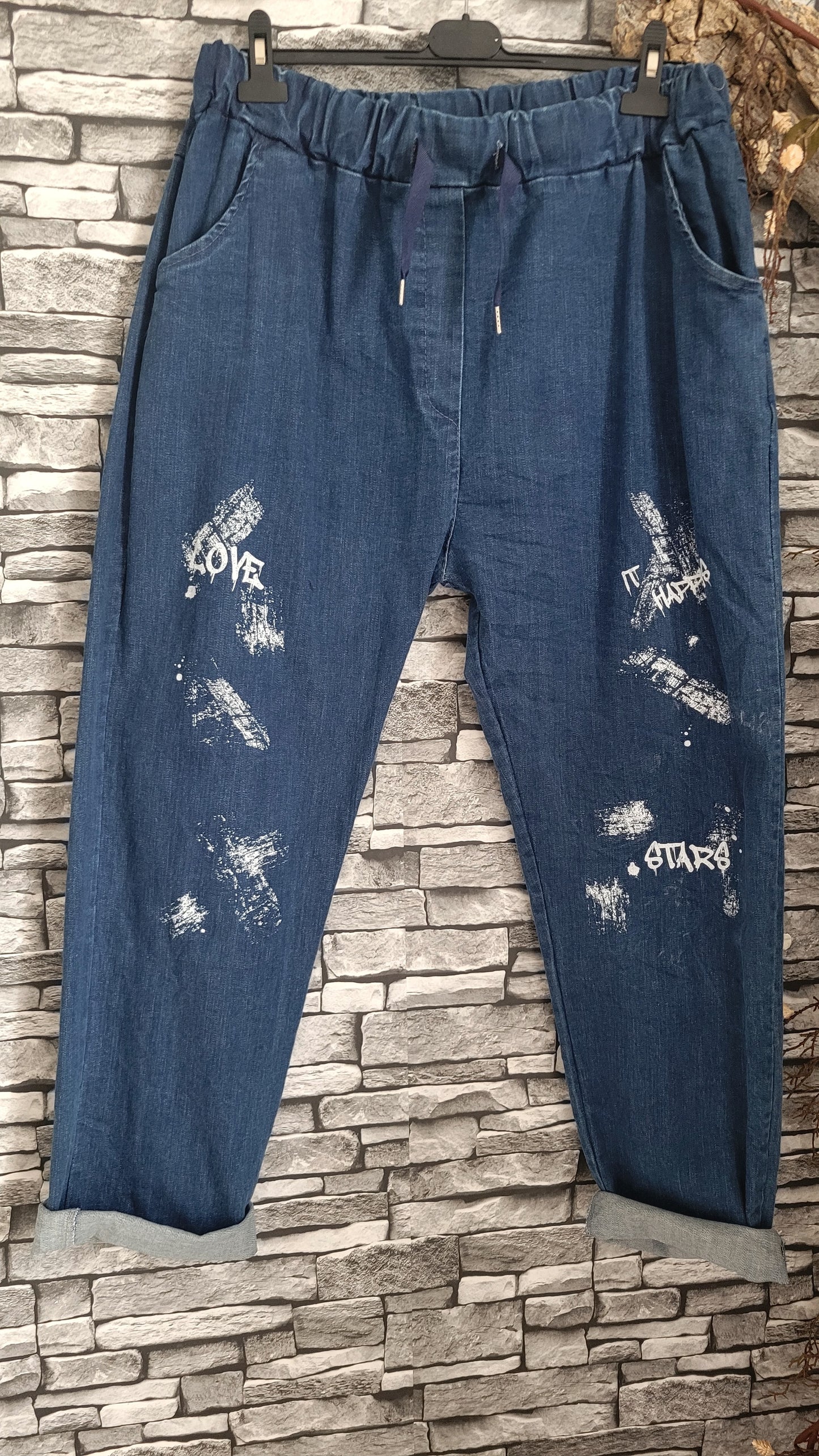 🖤 Pantalon denim stretch bohème chic