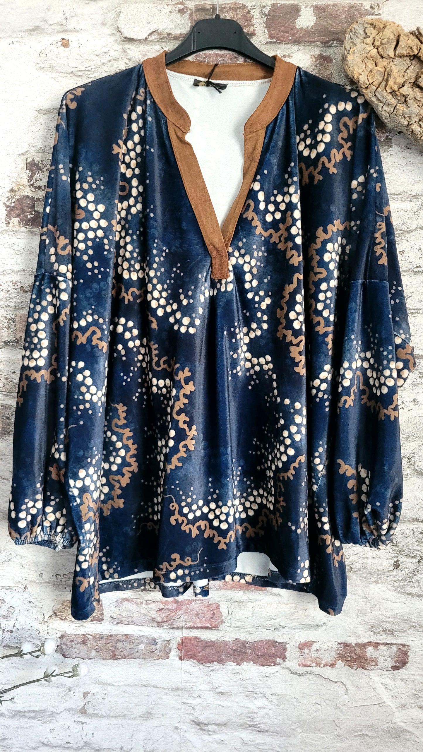 💙 Tunique Suédine Imprimée Bleu Nuit Col V