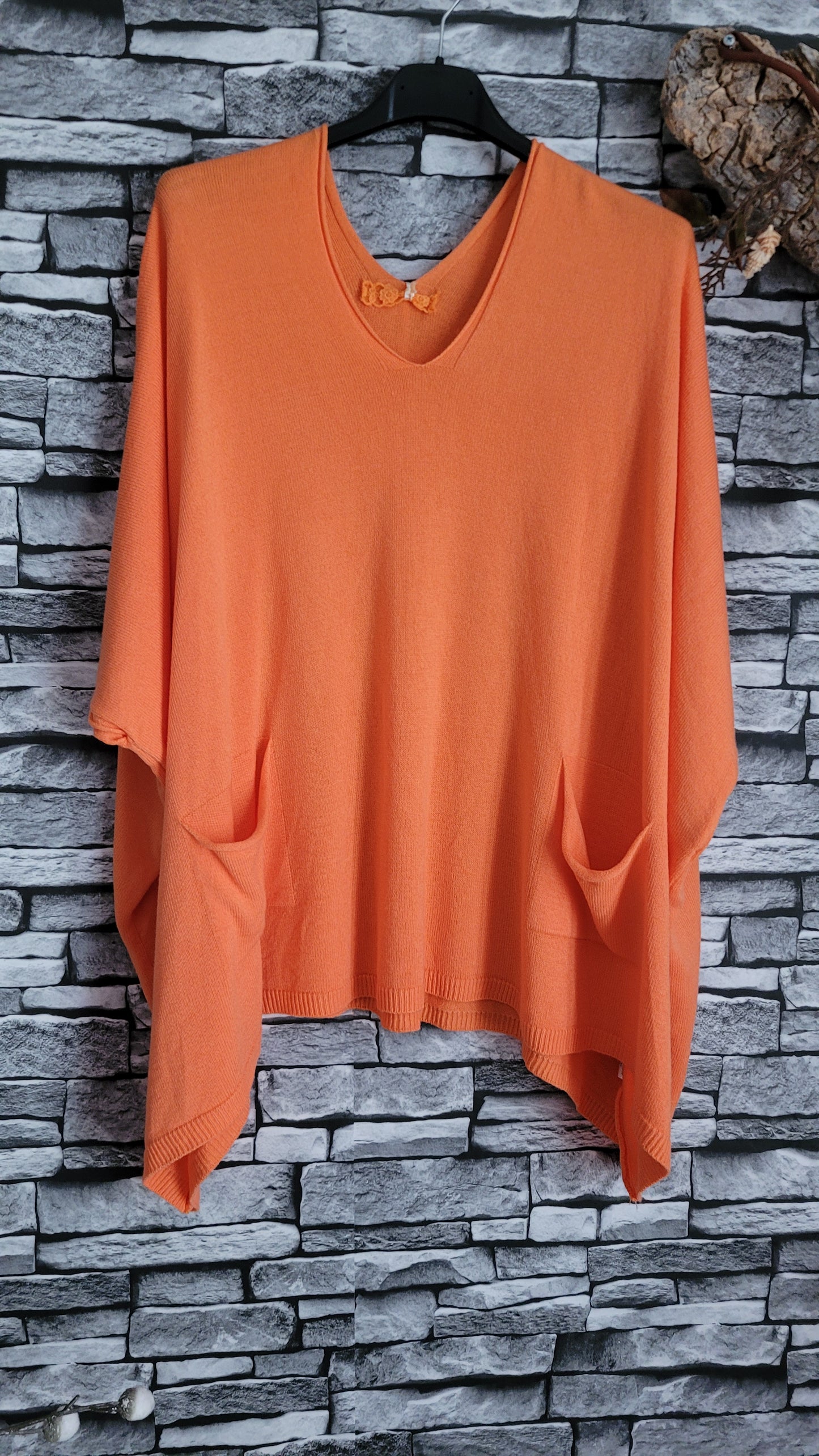 🌺Pull Poncho Léger à Poches – orange