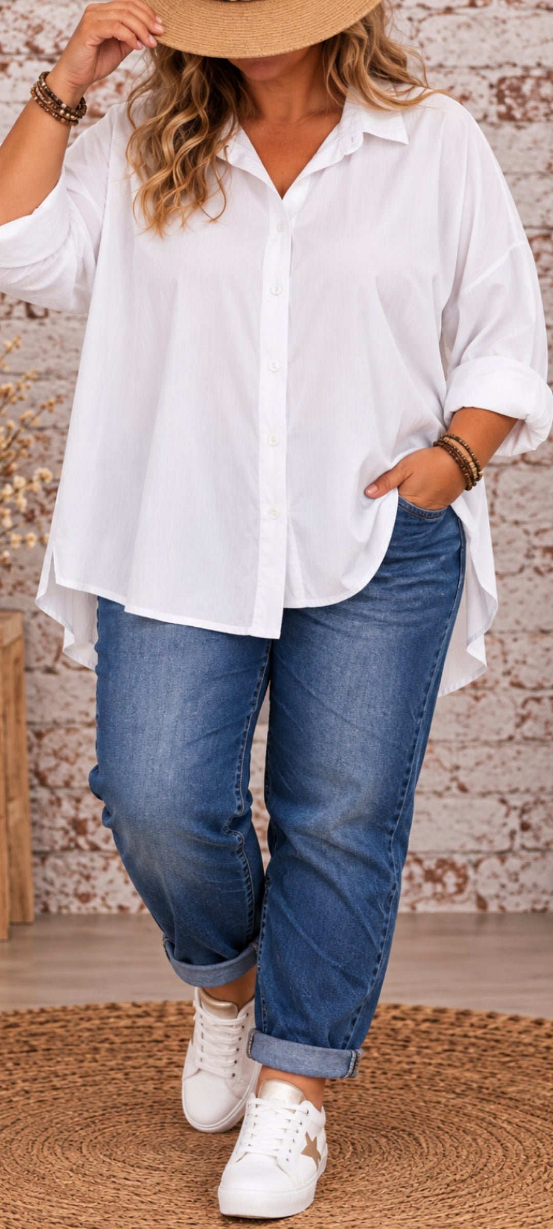🥀Chemise blanche oversize – Bohème chic