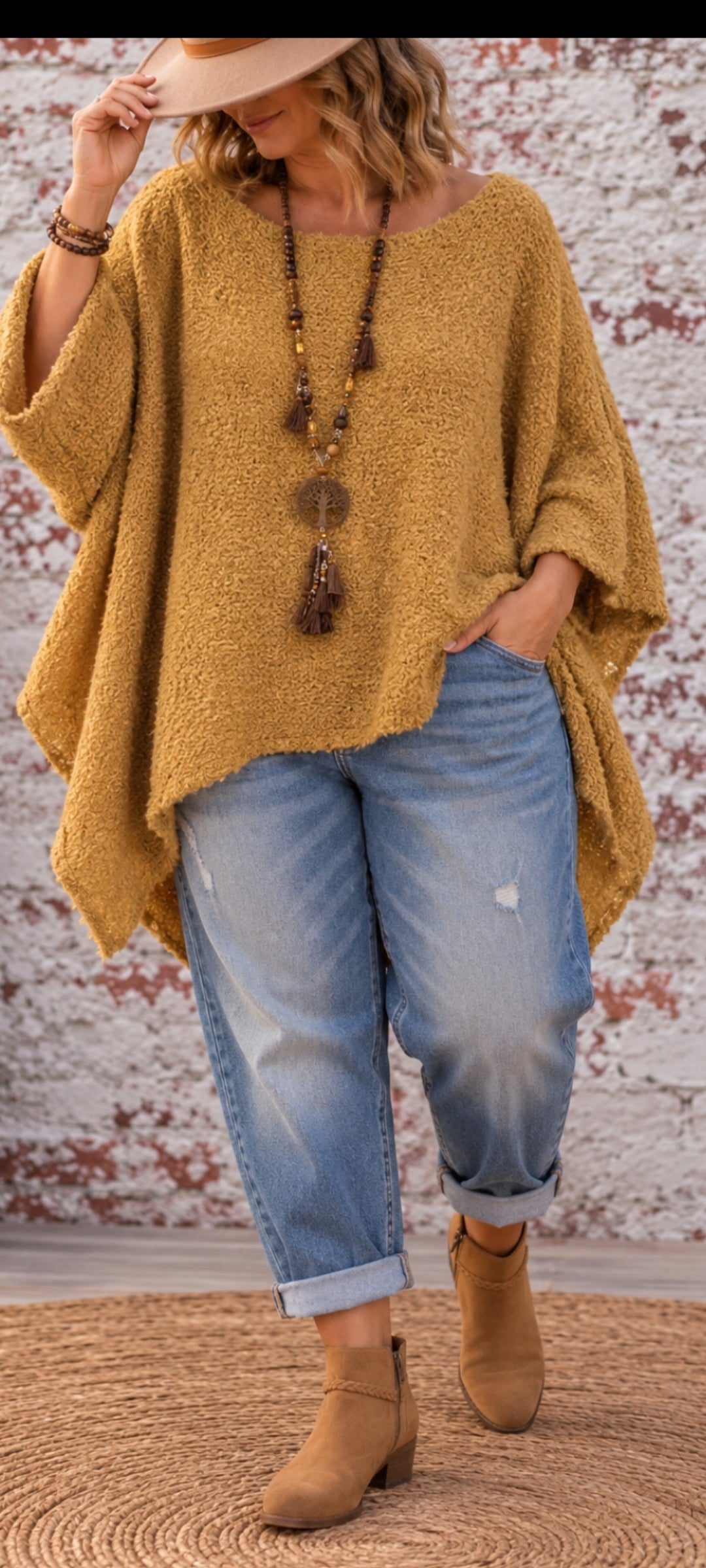 Pull oversize en maille bouclette – Bohème chic