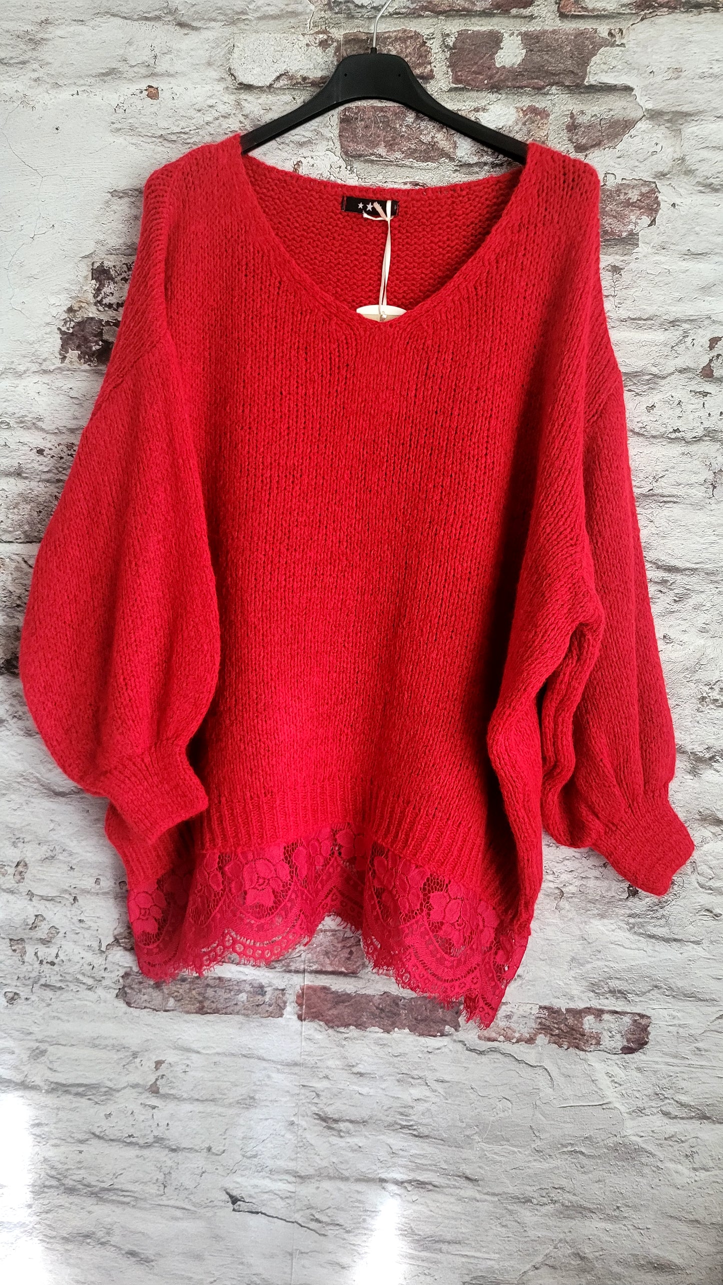 Pull maille douce avec dentelle