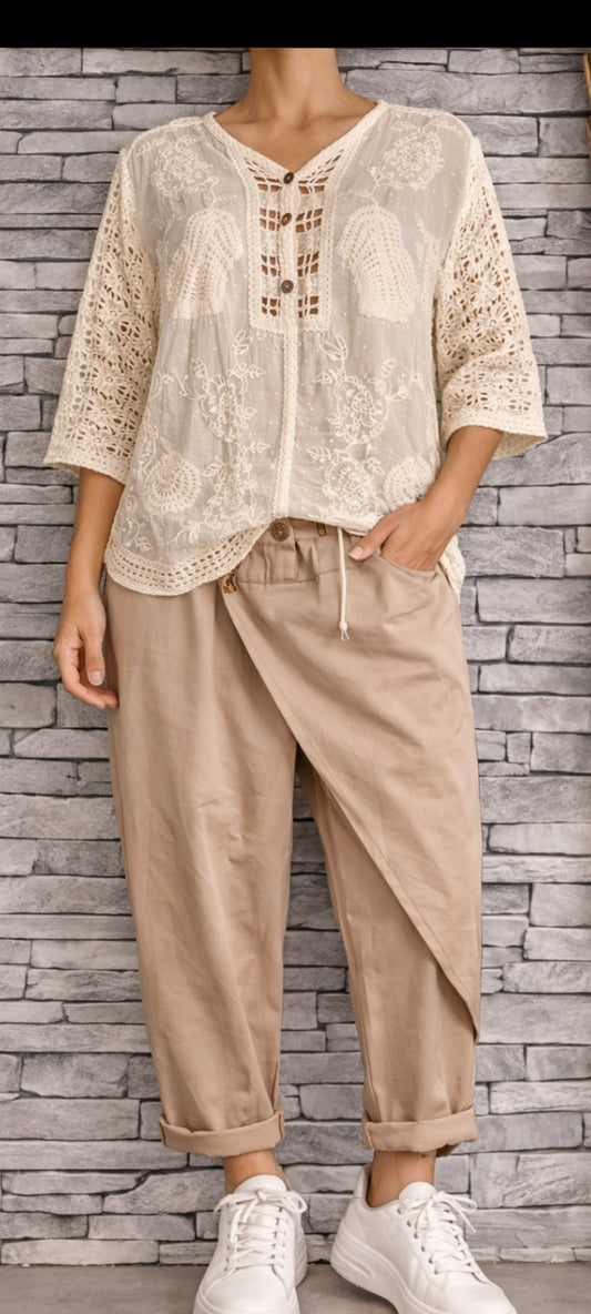 🪷Pantalon à Rabat Asymétrique – Nouvelle Collection